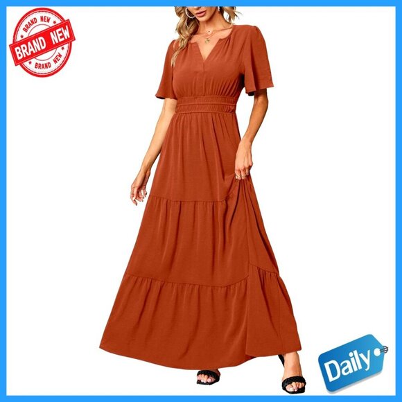 Dresses & Skirts - Velvet V-Neck Maxi Dress Formal Wedding Guest Party Long Dress